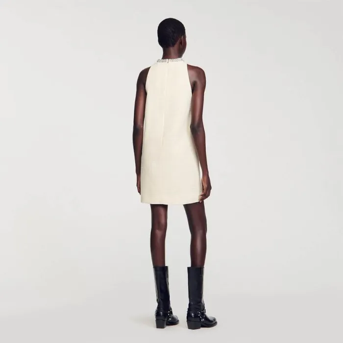 Dresses Women SANDRO Dress With Jewelry Collar Ecru