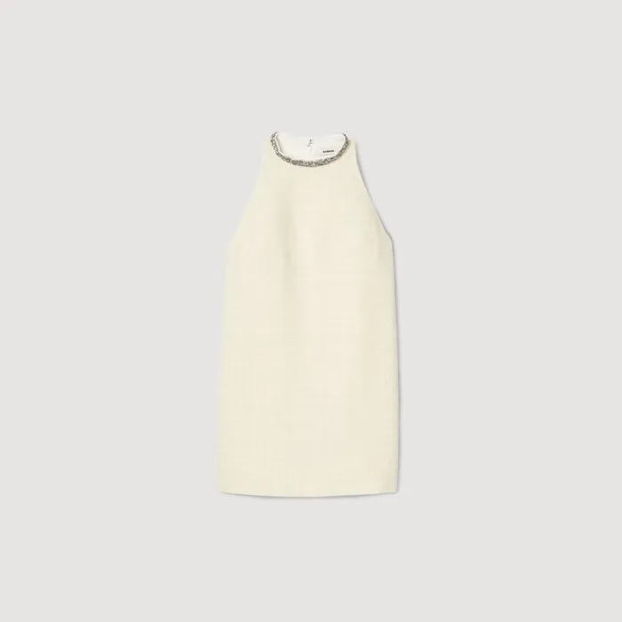 Dresses Women SANDRO Dress With Jewelry Collar Ecru