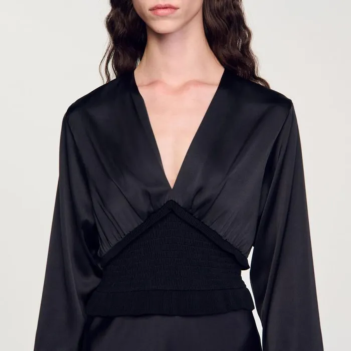 Dresses Women SANDRO Long Satineffect Dress Black