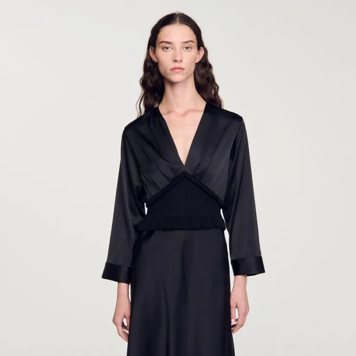Dresses Women SANDRO Long Satineffect Dress Black