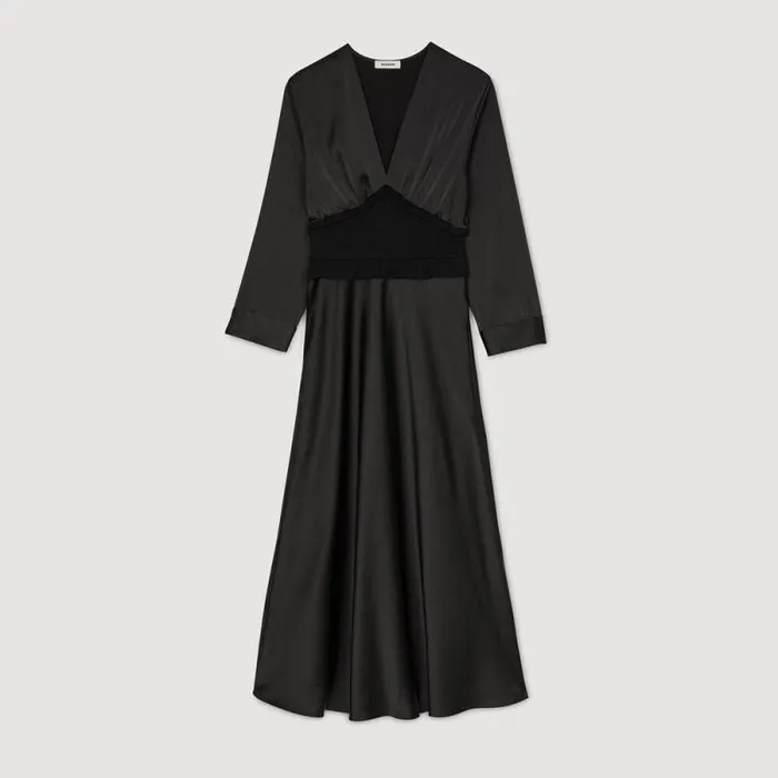 Dresses Women SANDRO Long Satineffect Dress Black