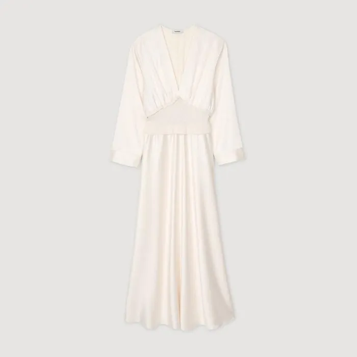 Dresses Women SANDRO Long Satineffect Dress Ecru