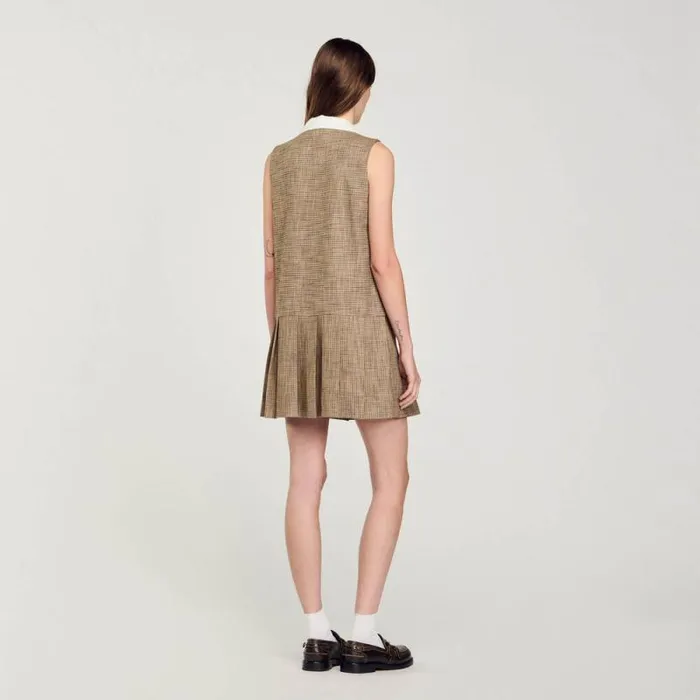 Dresses Women SANDRO Short Micro Houndstooth Dress Brown