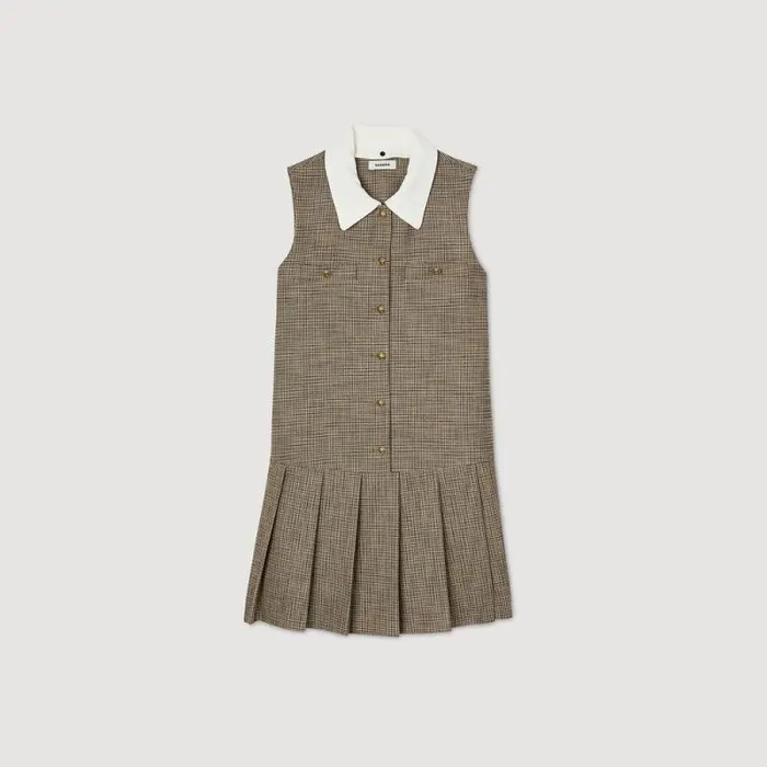 Dresses Women SANDRO Short Micro Houndstooth Dress Brown