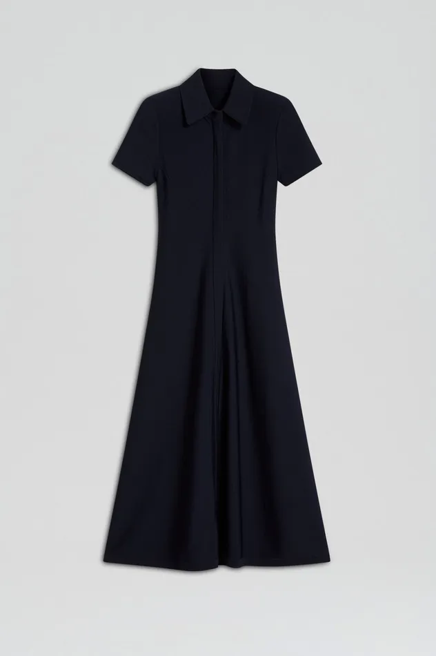 Dresses Women Scanlan Theodore CREPE KNIT ZIP SHIRT DRESS NAVY