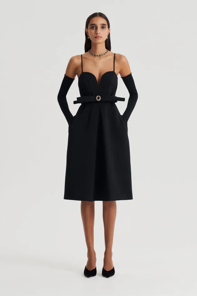 Dresses Women Scanlan Theodore DIAMANTE TRIM DRESS BLACK