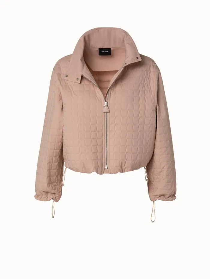 Elizah Silk Taffeta Trapezoid Quilted Jacket Nude Women Akris Jackets