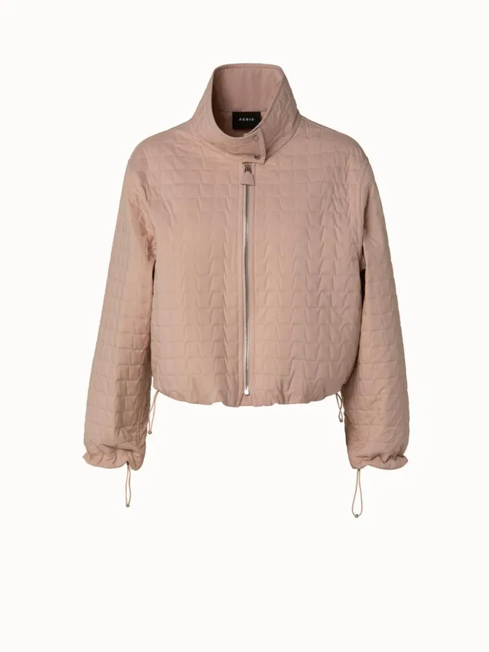 Elizah Silk Taffeta Trapezoid Quilted Jacket Nude Women Akris Jackets