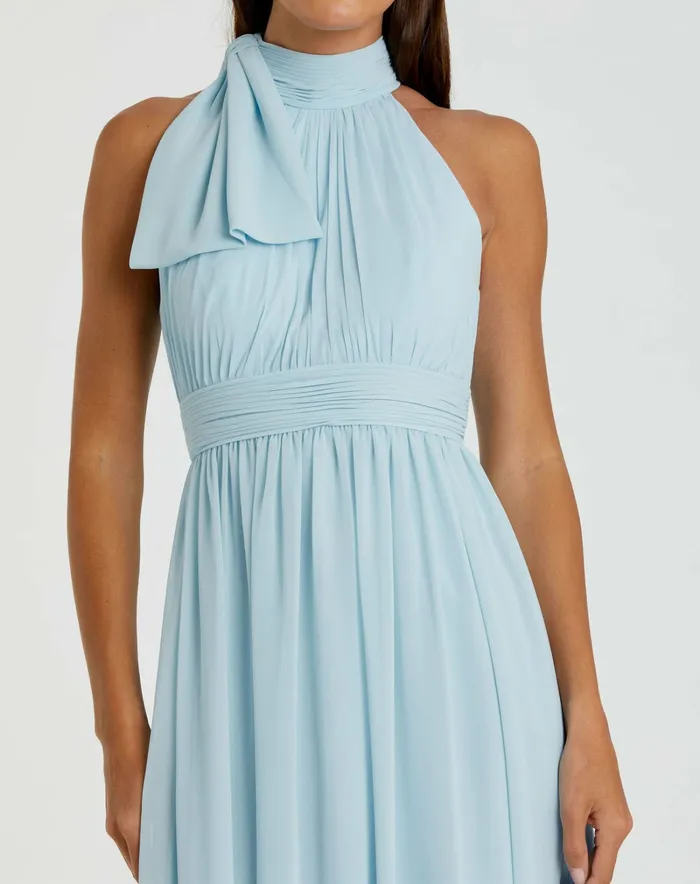 Evening Gowns High Neck Chiffon Gown Powder Blue Mac Duggal Women