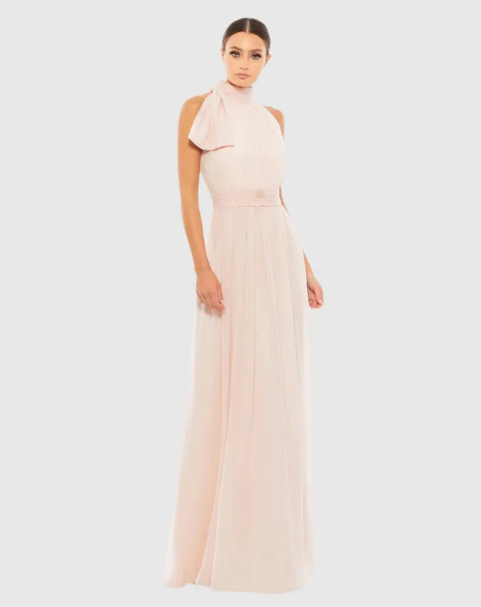 Evening Gowns High Neck Chiffon Gown Powder Blue Mac Duggal Women