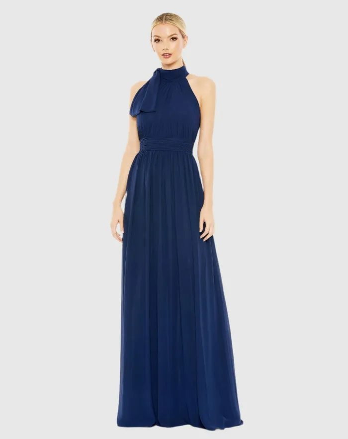 Evening Gowns High Neck Chiffon Gown Powder Blue Mac Duggal Women