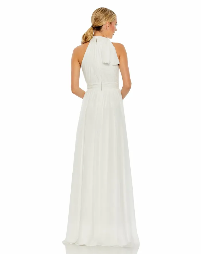 Evening Gowns High Neck Chiffon Gown Powder Blue Mac Duggal Women
