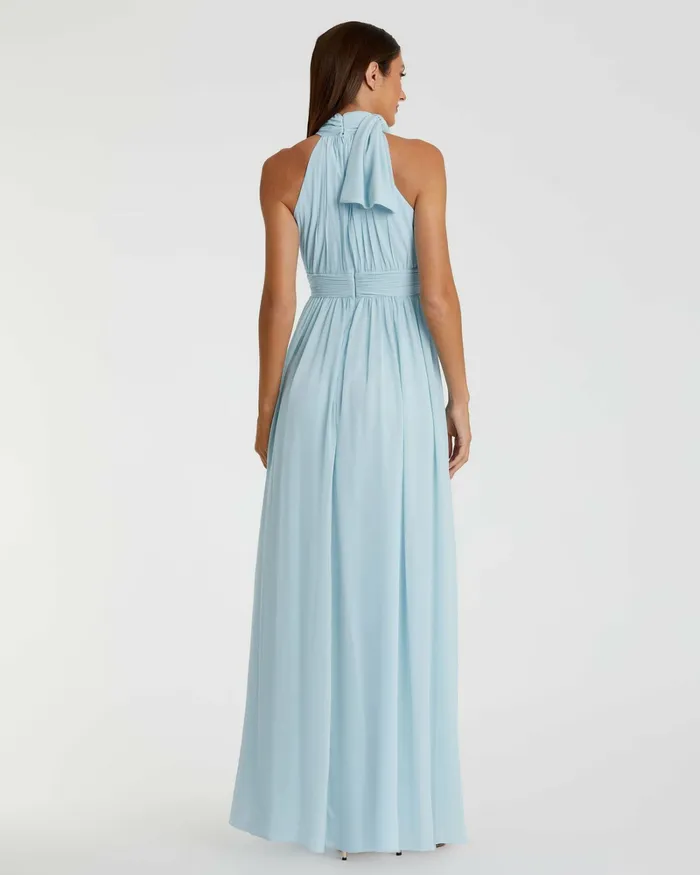 Evening Gowns High Neck Chiffon Gown Powder Blue Mac Duggal Women