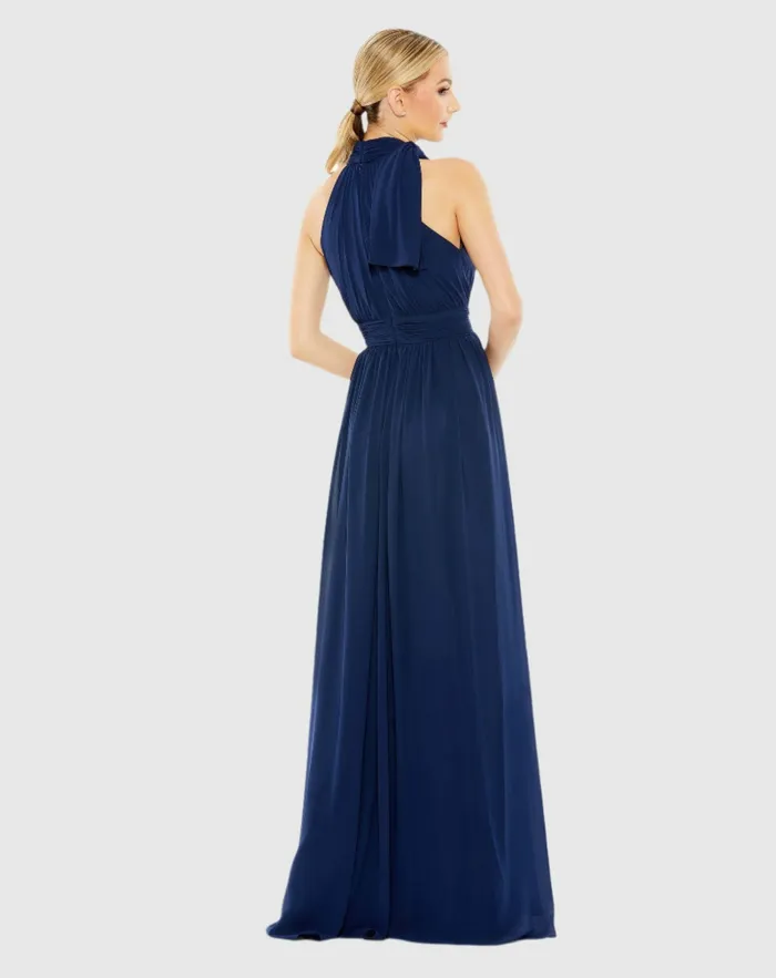 Evening Gowns High Neck Chiffon Gown Powder Blue Mac Duggal Women