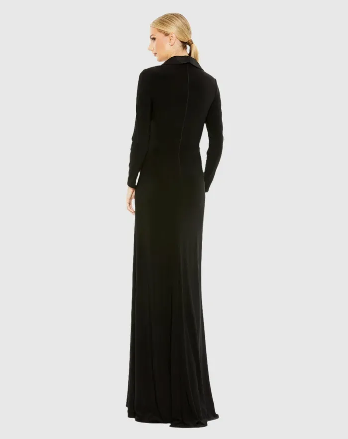 Evening Gowns Long Sleeve Faux Tuxedo Gown Black 8211 Mac Duggal Women Evening Gowns Long Sleeve Faux Tuxedo Gown Black 8211 Mac Duggal Women