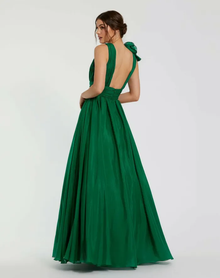 Evening Gowns Mac Duggal Women Ruffle Detailed Evening Dress Emerald