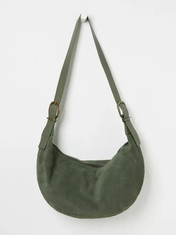 Fat Face Bags and Purses Women Khaki Green Oversized Half Moon Bag