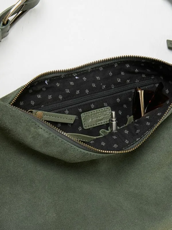 Fat Face Bags and Purses Women Khaki Green Oversized Half Moon Bag