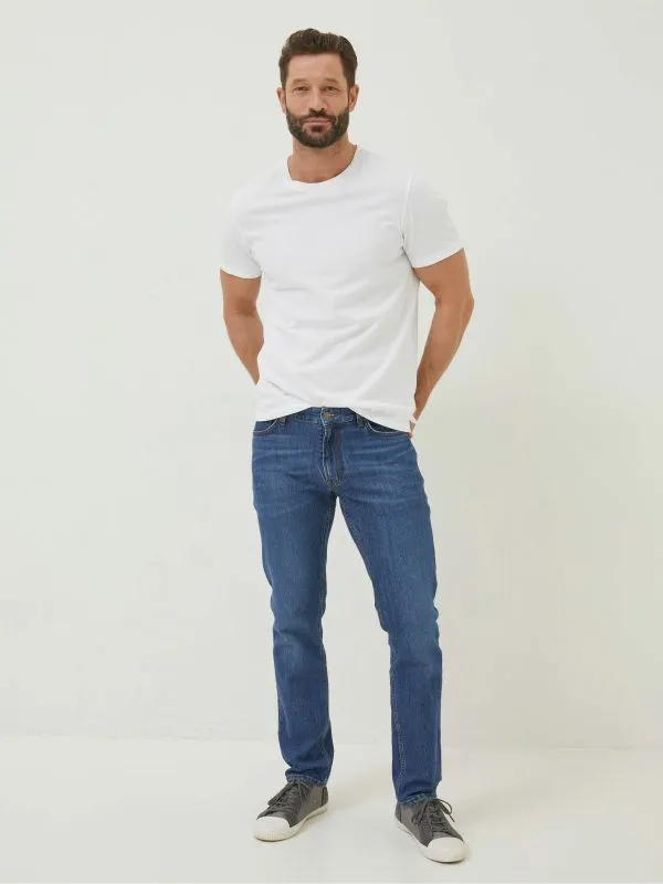 Fat Face Denim Dressing Men Blue Slim Mid Wash Jeans