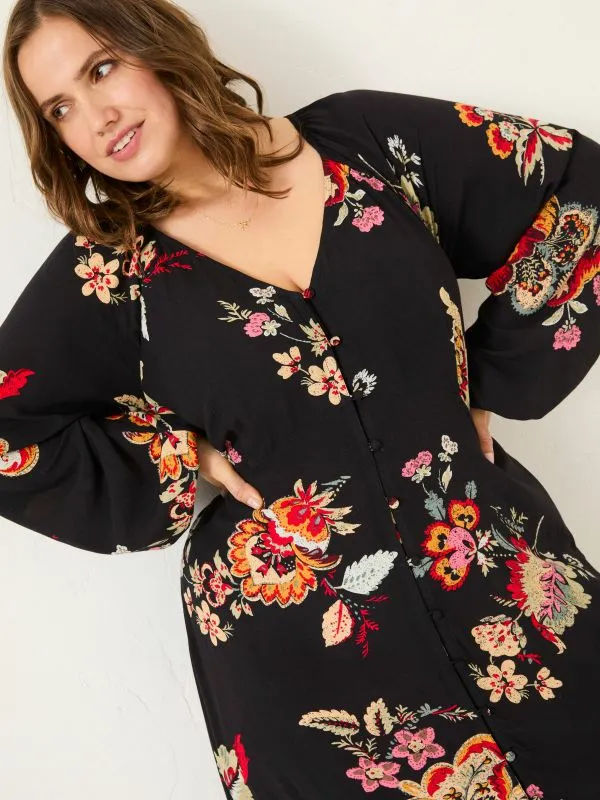 Fat Face Dresses Women Black Emma Midi Dress
