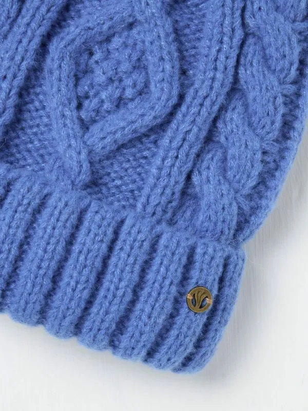 Fat Face Hats Women Blue Billie Cable Bobble Hat