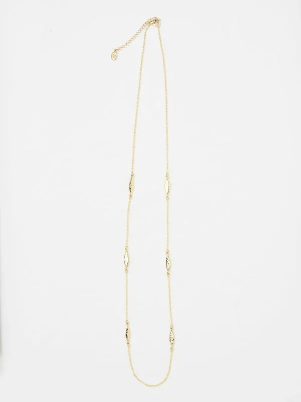 Fat Face Jewellery Women Gold Tone Hammered Oval Long Necklace