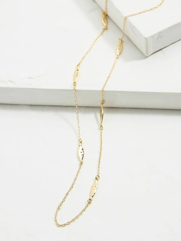 Fat Face Jewellery Women Gold Tone Hammered Oval Long Necklace