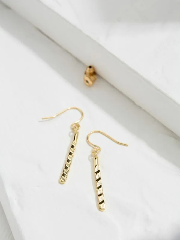 Fat Face Jewellery Women Gold Tone Twist Bar Drop Earrings