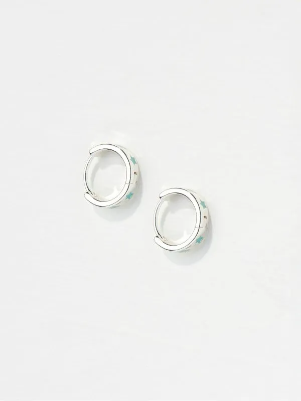 Fat Face Jewellery Women Green Haze Enamel Star Hoop Earrings