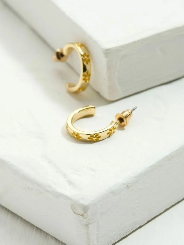 Fat Face Jewellery Women Yellow Enamel Daisy Stud Earrings