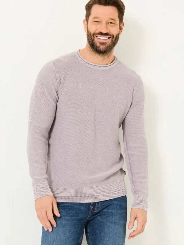 Fat Face Knitwear Men Lilac Purple Berwick Laundered Crew Neck Jumper
