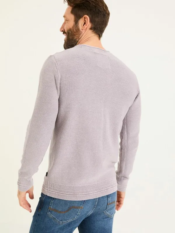 Fat Face Knitwear Men Lilac Purple Berwick Laundered Crew Neck Jumper