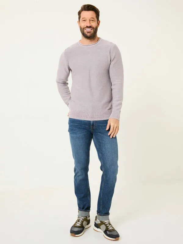 Fat Face Knitwear Men Lilac Purple Berwick Laundered Crew Neck Jumper