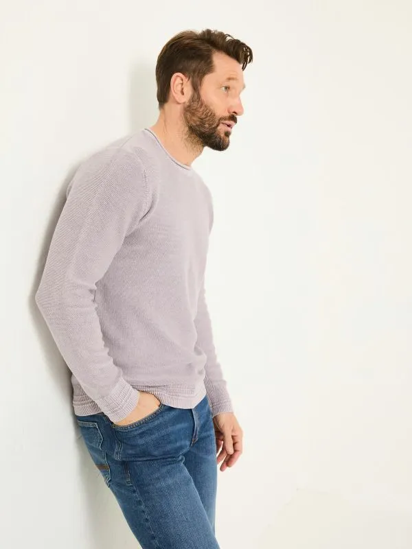 Fat Face Knitwear Men Lilac Purple Berwick Laundered Crew Neck Jumper