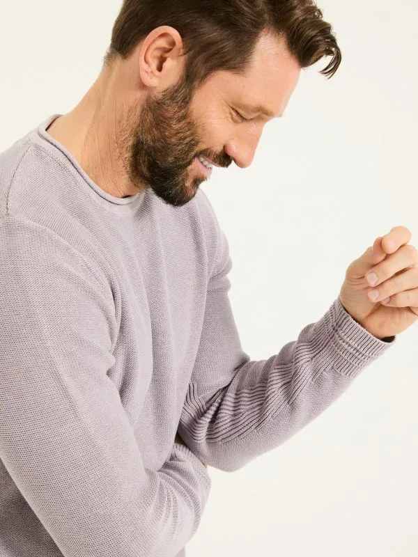 Fat Face Knitwear Men Lilac Purple Berwick Laundered Crew Neck Jumper