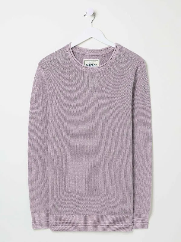 Fat Face Knitwear Men Lilac Purple Berwick Laundered Crew Neck Jumper