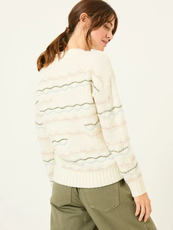 Fat Face Knitwear Women Ivory Suki Pattern Knitted Crew Neck Jumper
