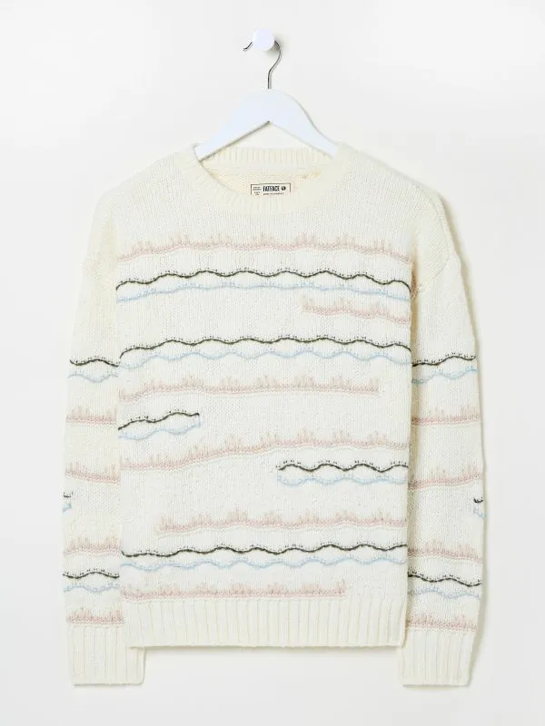 Fat Face Knitwear Women Ivory Suki Pattern Knitted Crew Neck Jumper