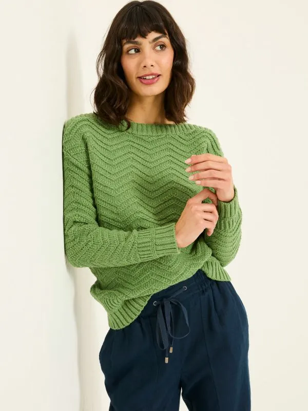 Fat Face Knitwear Women Mid Green Jessie Textured Knitted Jumper