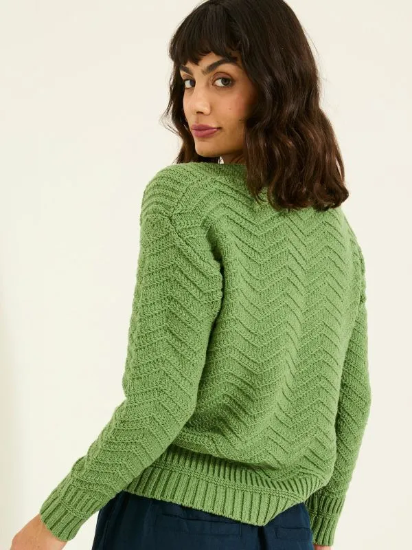 Fat Face Knitwear Women Mid Green Jessie Textured Knitted Jumper