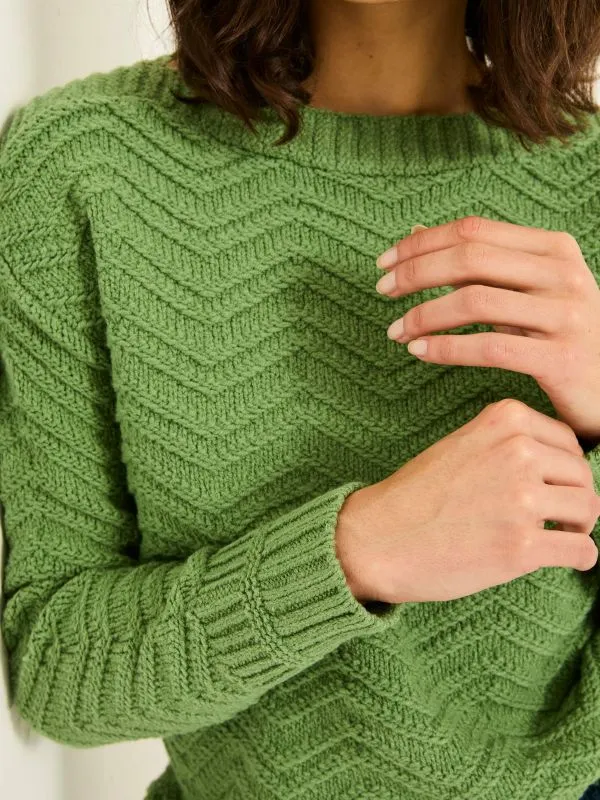 Fat Face Knitwear Women Mid Green Jessie Textured Knitted Jumper