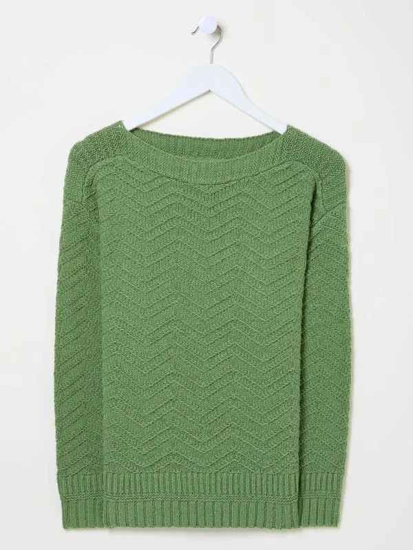 Fat Face Knitwear Women Mid Green Jessie Textured Knitted Jumper