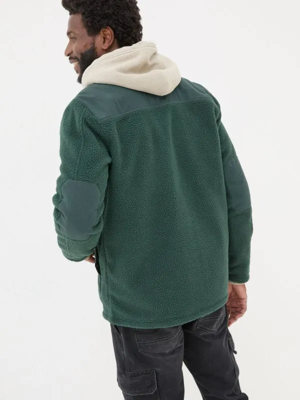 Fat Face Loungewear Men Dark Green Fleece Overshirt