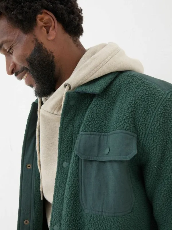 Fat Face Loungewear Men Dark Green Fleece Overshirt