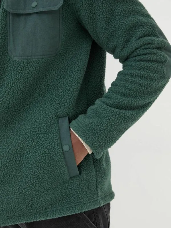 Fat Face Loungewear Men Dark Green Fleece Overshirt