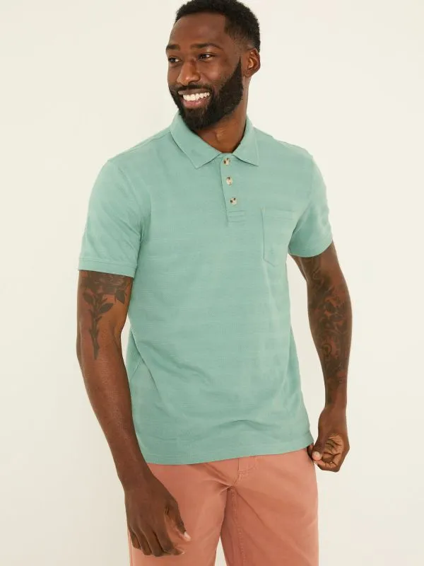 Fat Face Polo Shirts Men Dusky Green 100 Cotton Jacquard Stripe Polo Shirt