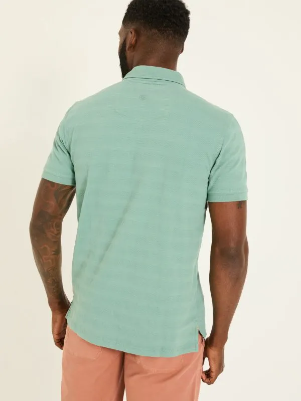 Fat Face Polo Shirts Men Dusky Green 100 Cotton Jacquard Stripe Polo Shirt