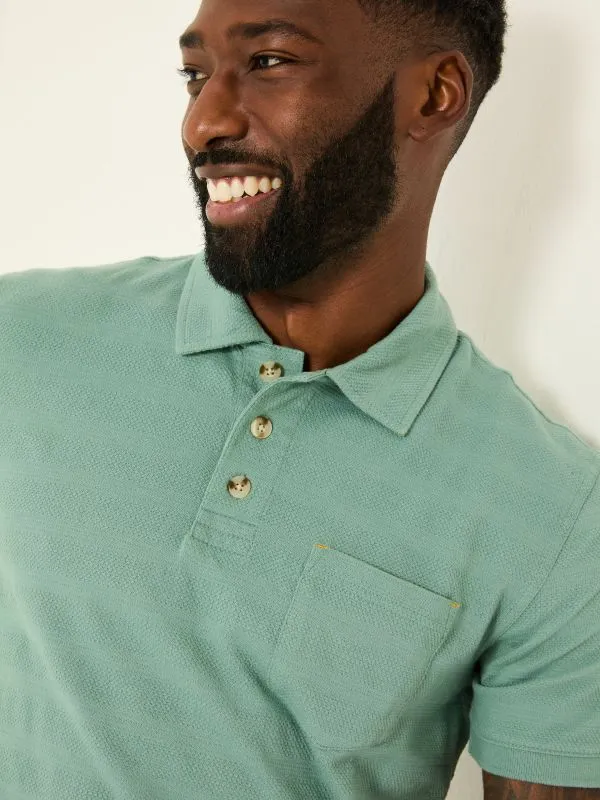 Fat Face Polo Shirts Men Dusky Green 100 Cotton Jacquard Stripe Polo Shirt