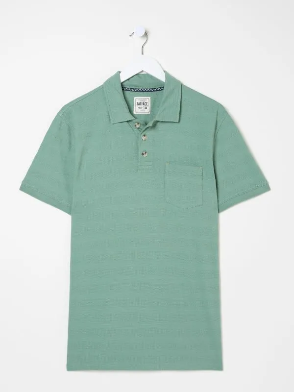 Fat Face Polo Shirts Men Dusky Green 100 Cotton Jacquard Stripe Polo Shirt