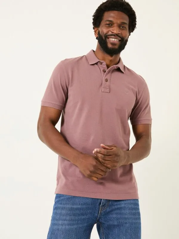 Fat Face Polo Shirts Men Purple Pique Polo